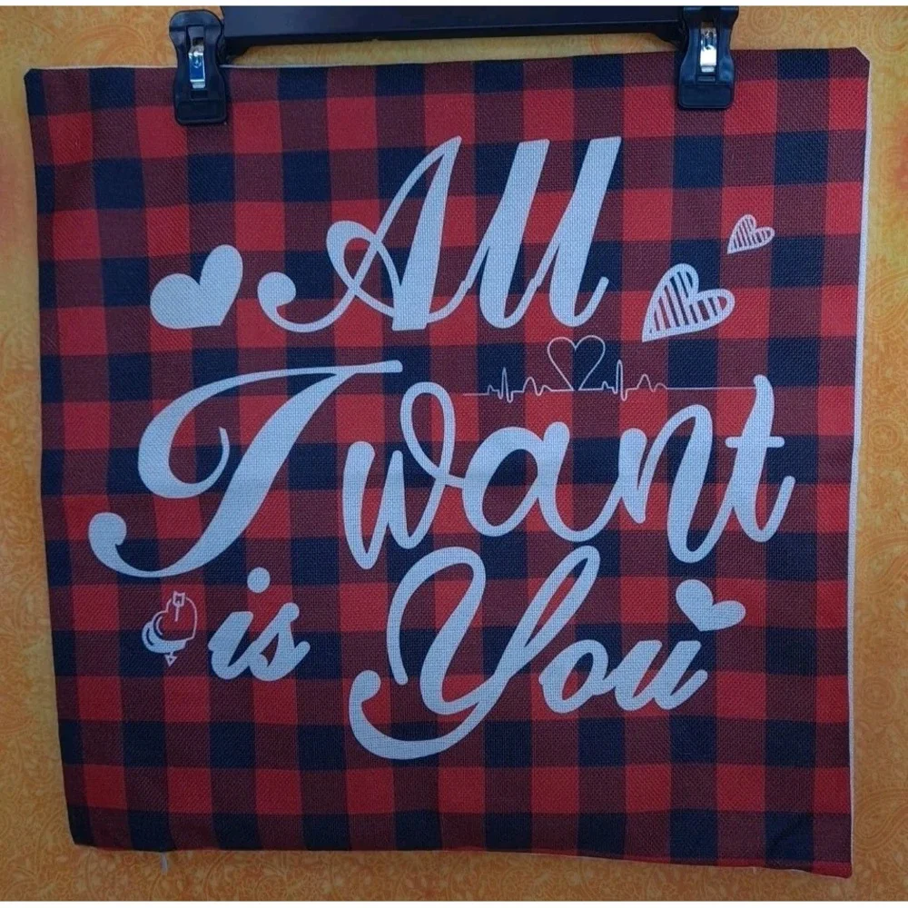 Set of 4 Valentines Day 18x18‎ Pillow Covers All I Want Is You, Happy Love Day